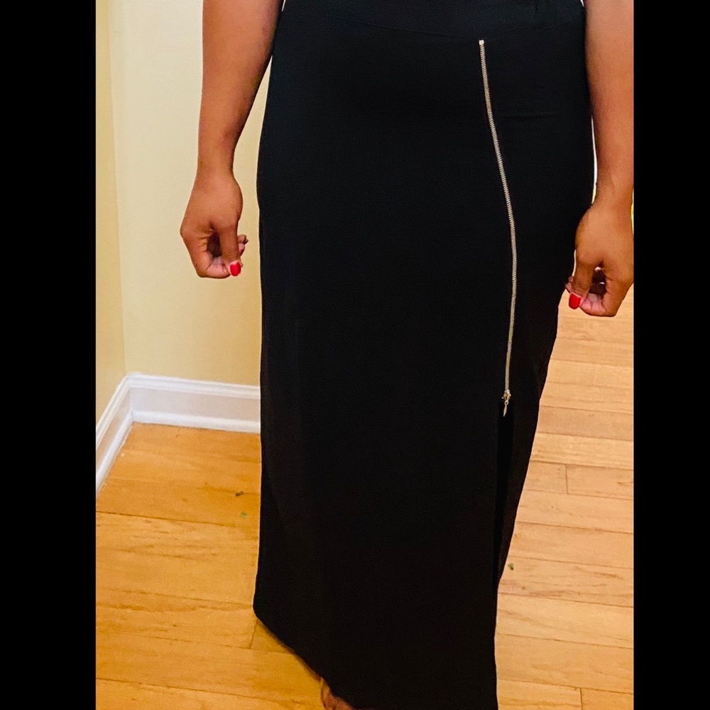 Zipper ankle length skirt